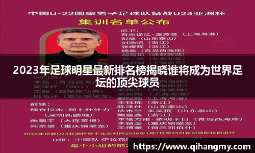 2023年足球明星最新排名榜揭晓谁将成为世界足坛的顶尖球员